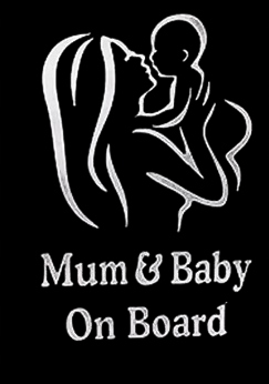 Wlepa Mama i Dziecko Nalepka na samochód Pojazd na Drogę Informacja Srebrna