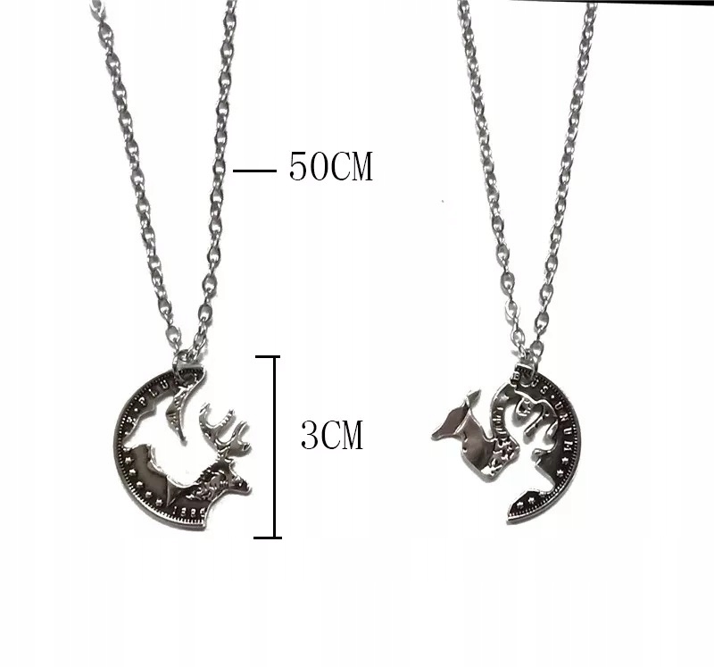 Naszyjnik PRZYJAŹŃI i Miłości komplet Jeleń Łania Dla Myśliwego Dla Niego