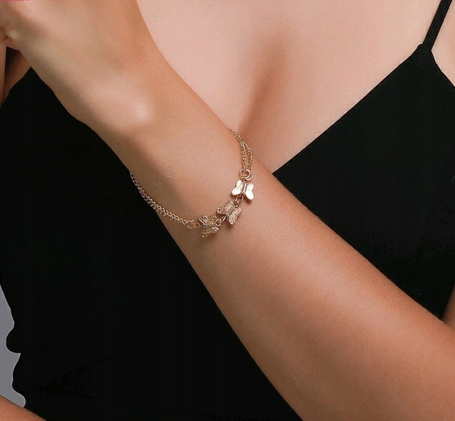 Bransoletka Motylki 3 srebrne BOHO Delikatne Modne