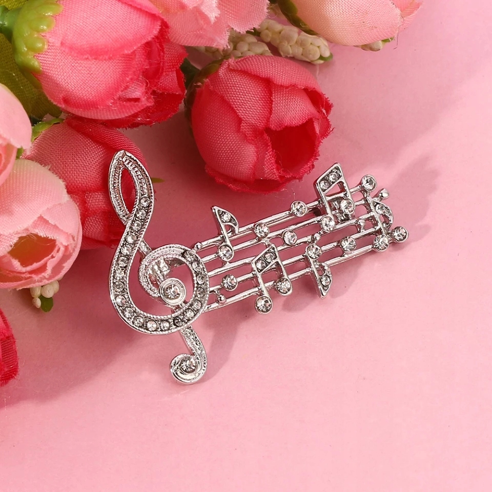 Przypinka Klucz Wiolinowy Artysta Muzyk Zapis Nuty Srebrny Ozdoba Koncert