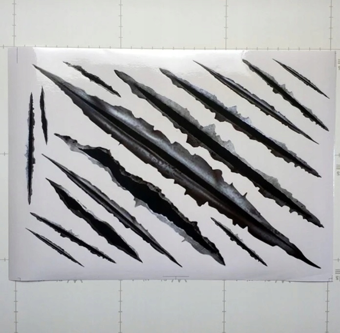 Naklejka Rysy Zaięcia rany na Auto Siekiera Zadrapanie Pazury Sznyty Blizny