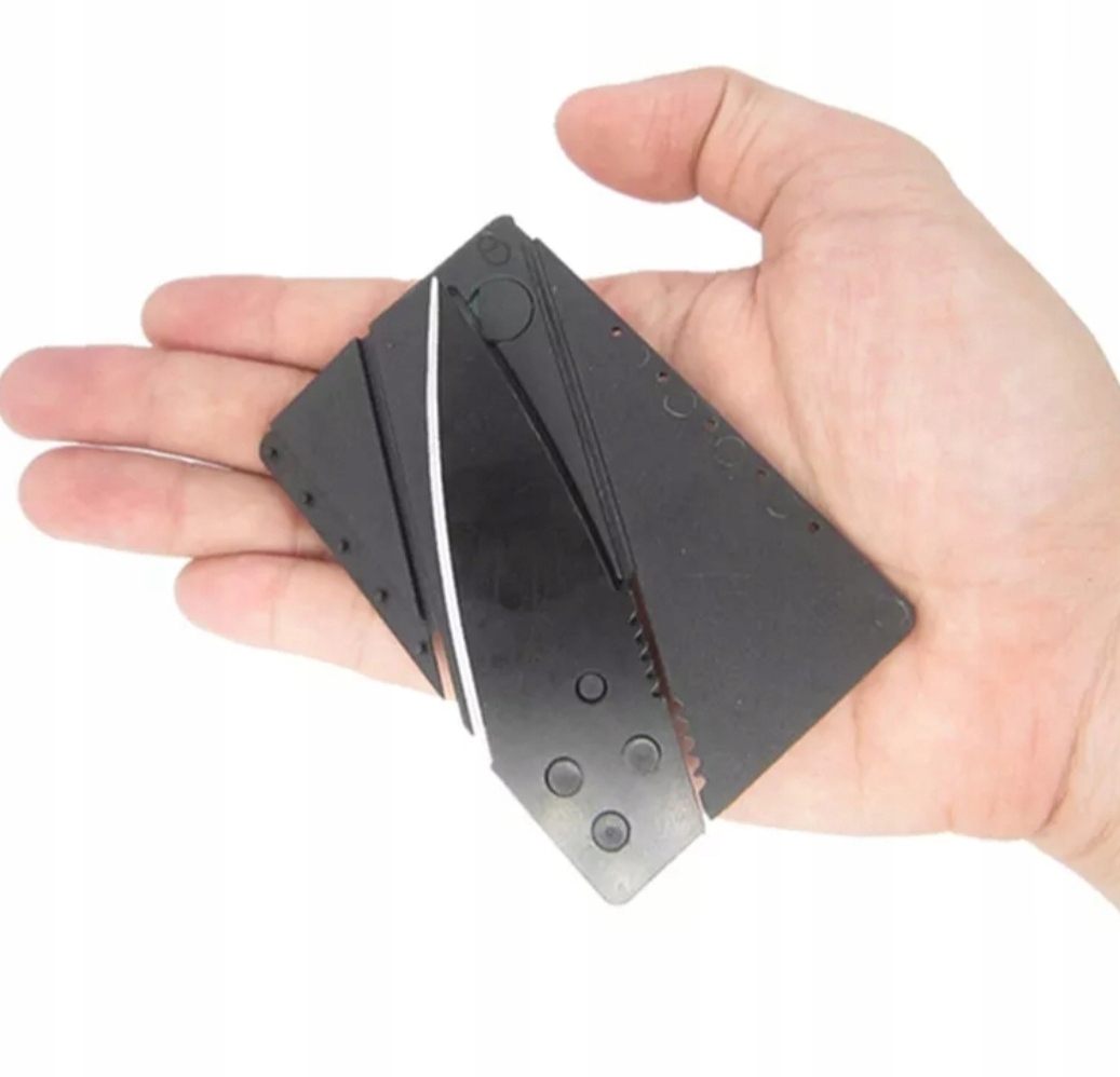 Karta nóż rozkładany survival card scyzoryk grzyby ukryty malutki nożyk hit