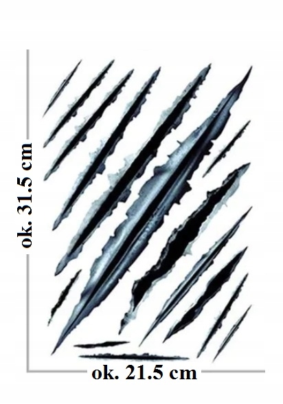 Naklejka Rysy Zaięcia rany na Auto Siekiera Zadrapanie Pazury Sznyty Blizny