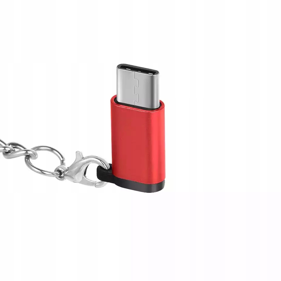 ADAPTER brelok micro usb typ b na typ c Red czerw
