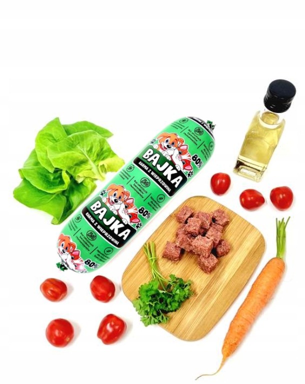 Karma dla psa mokra baton Bajka 80% i 90% mięsa mix smaków 1kg - 29 sztuk