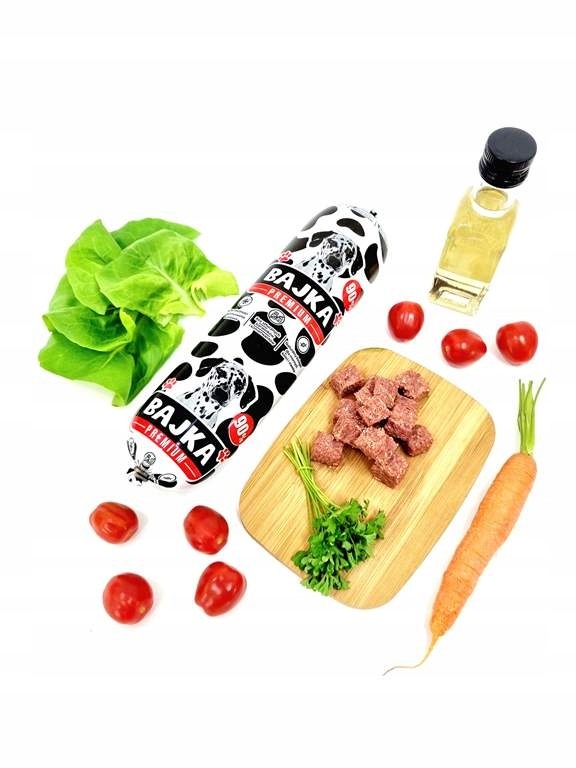 Karma dla psa mokra baton Bajka 80% i 90% mięsa mix smaków 1kg - 29 sztuk