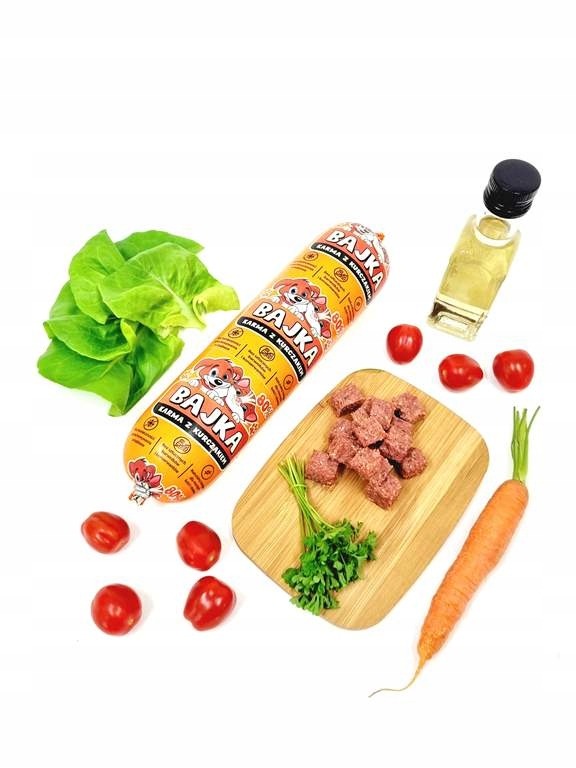 Karma dla psa mokra baton Bajka 80% i 90% mięsa mix smaków 1kg - 29 sztuk