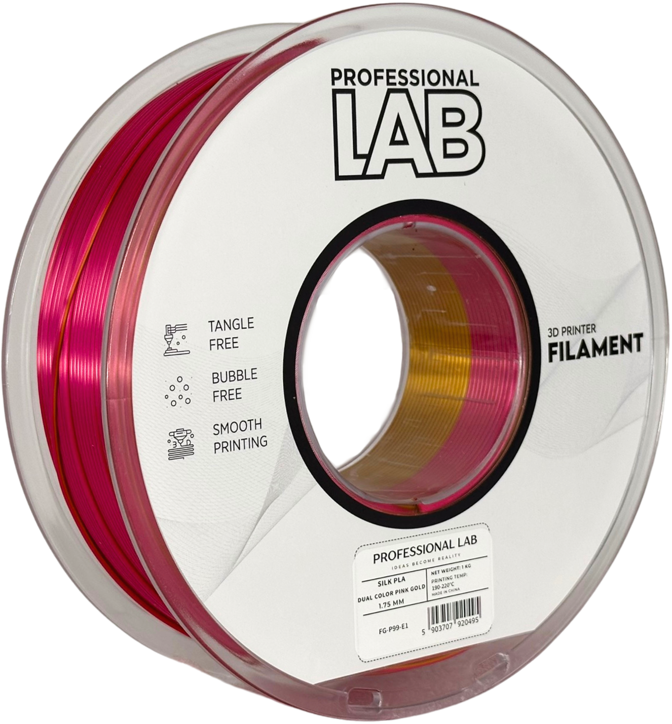 Filament Prof. Lab Silk PLA 1.75mm 1kg Różowo-Złoty | Dual Color Pink Gold