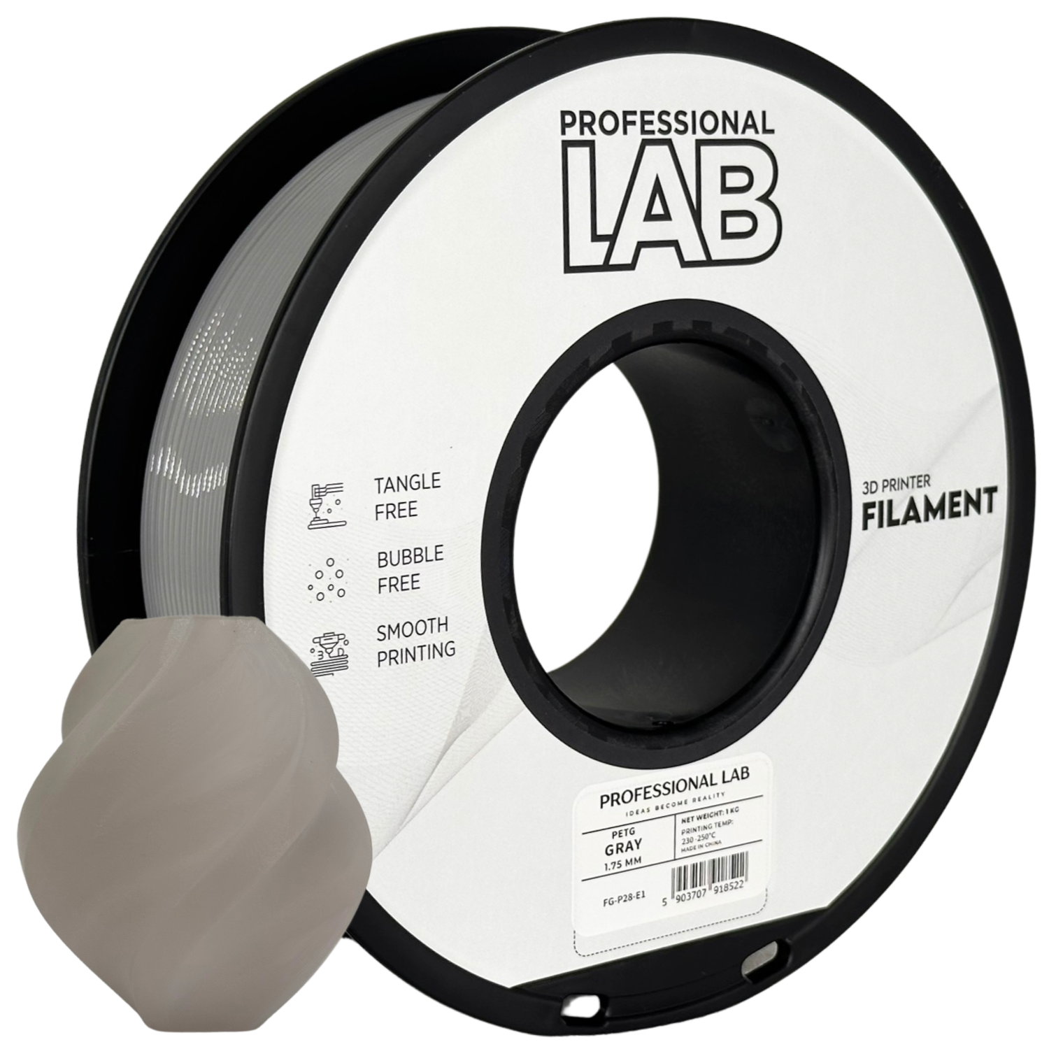 Filament Prof. Lab PET-G 1.75mm 1kg Szary | Gray