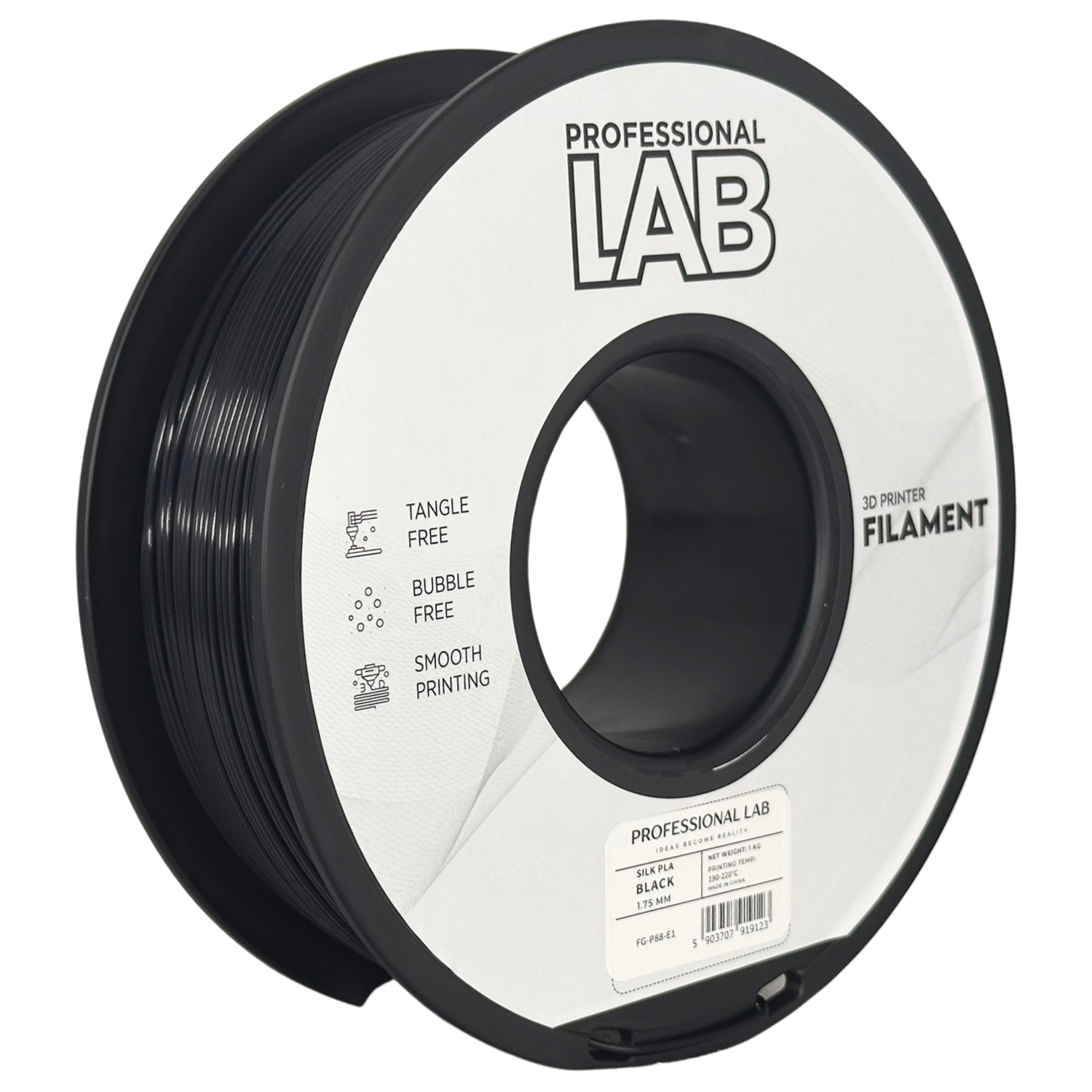 Filament Prof. Lab Silk PLA 1.75mm 1kg Czarny | Black