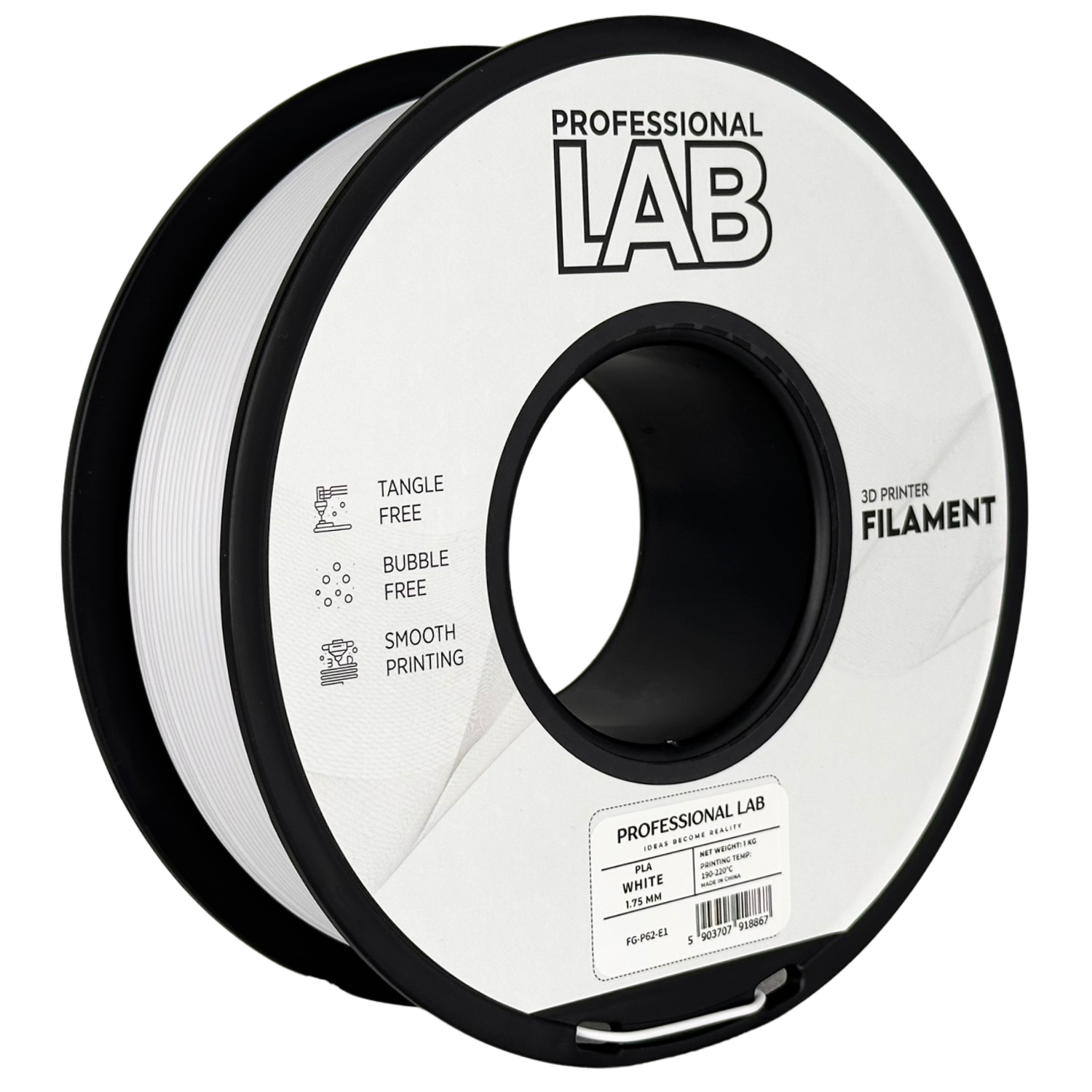 Filament Prof. Lab PLA 1.75mm 1kg Biały | White