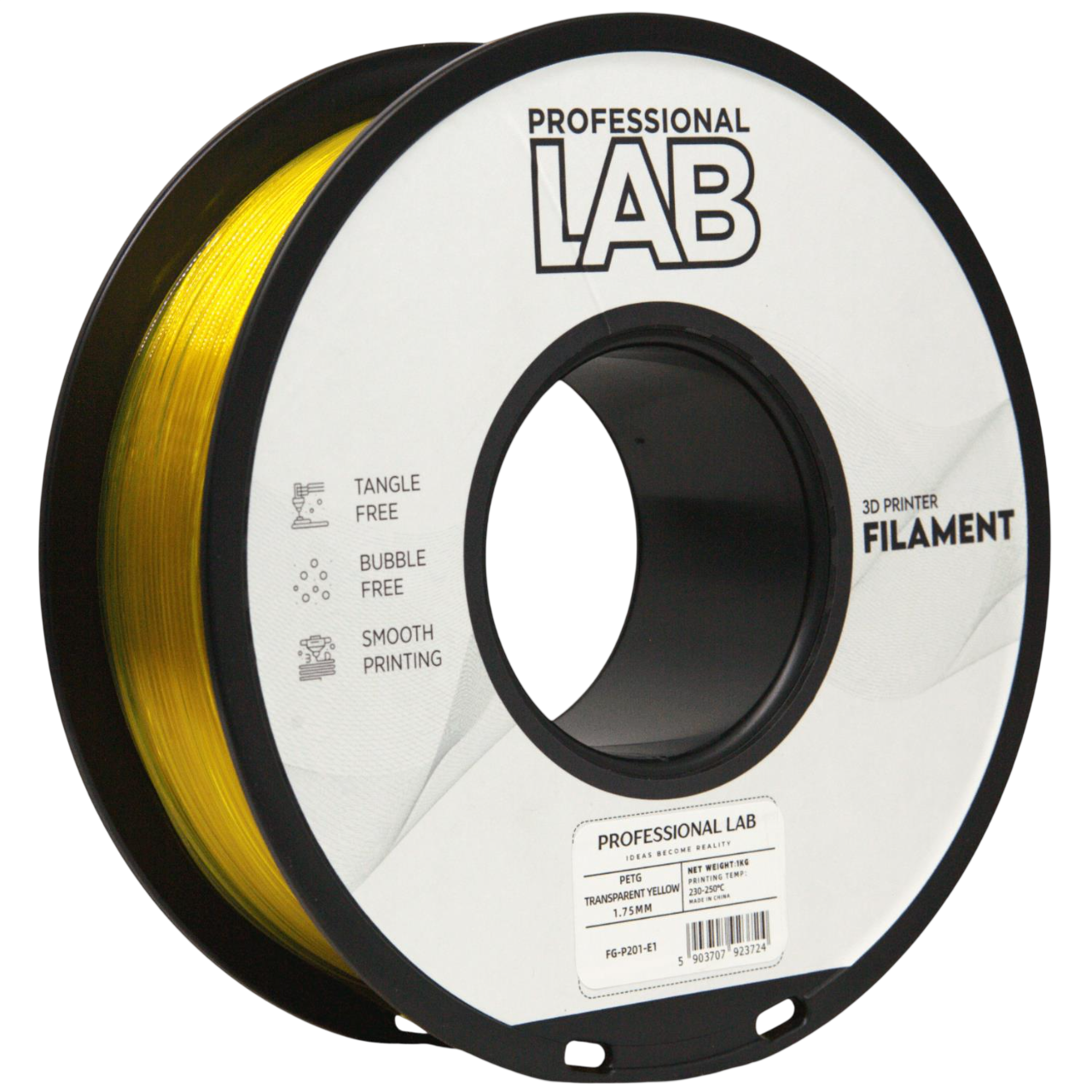 Filament Prof. Lab PET-G 1.75mm 1kg Przezroczysty Żółty | Transparent Yellow