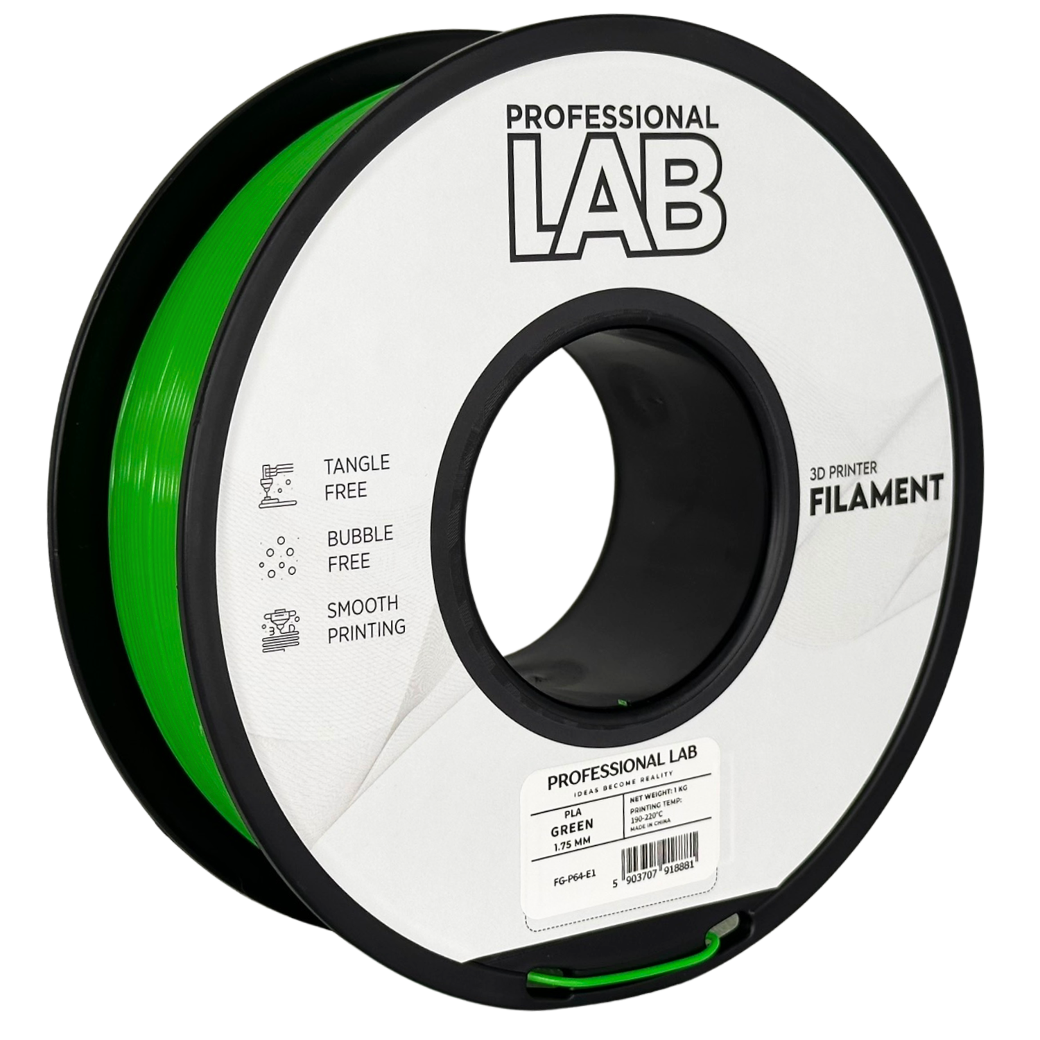 Filament Prof. Lab PLA 1.75mm 1kg Zielony | Green
