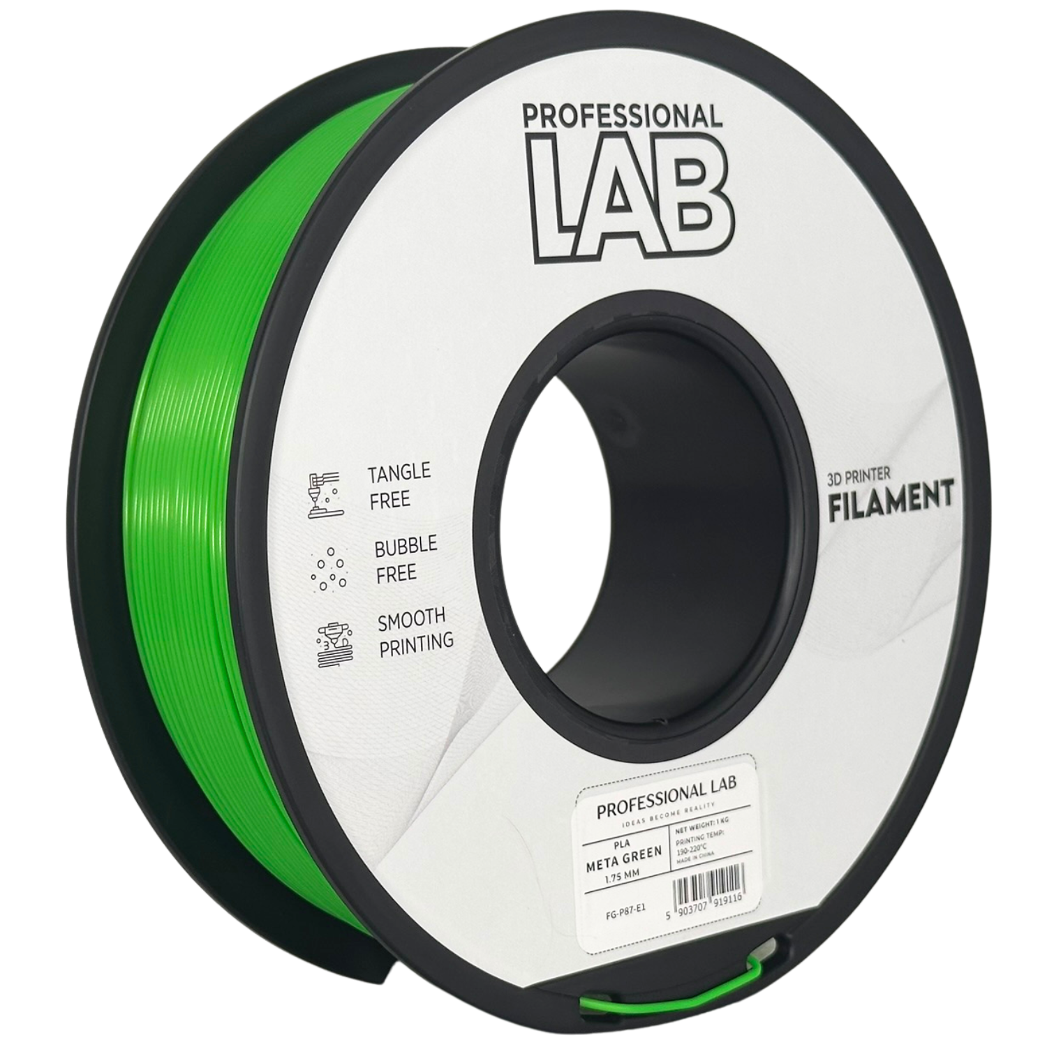 Filament Prof. Lab PLA 1.75mm 1kg Metaliczny Zielony | Metallic Green