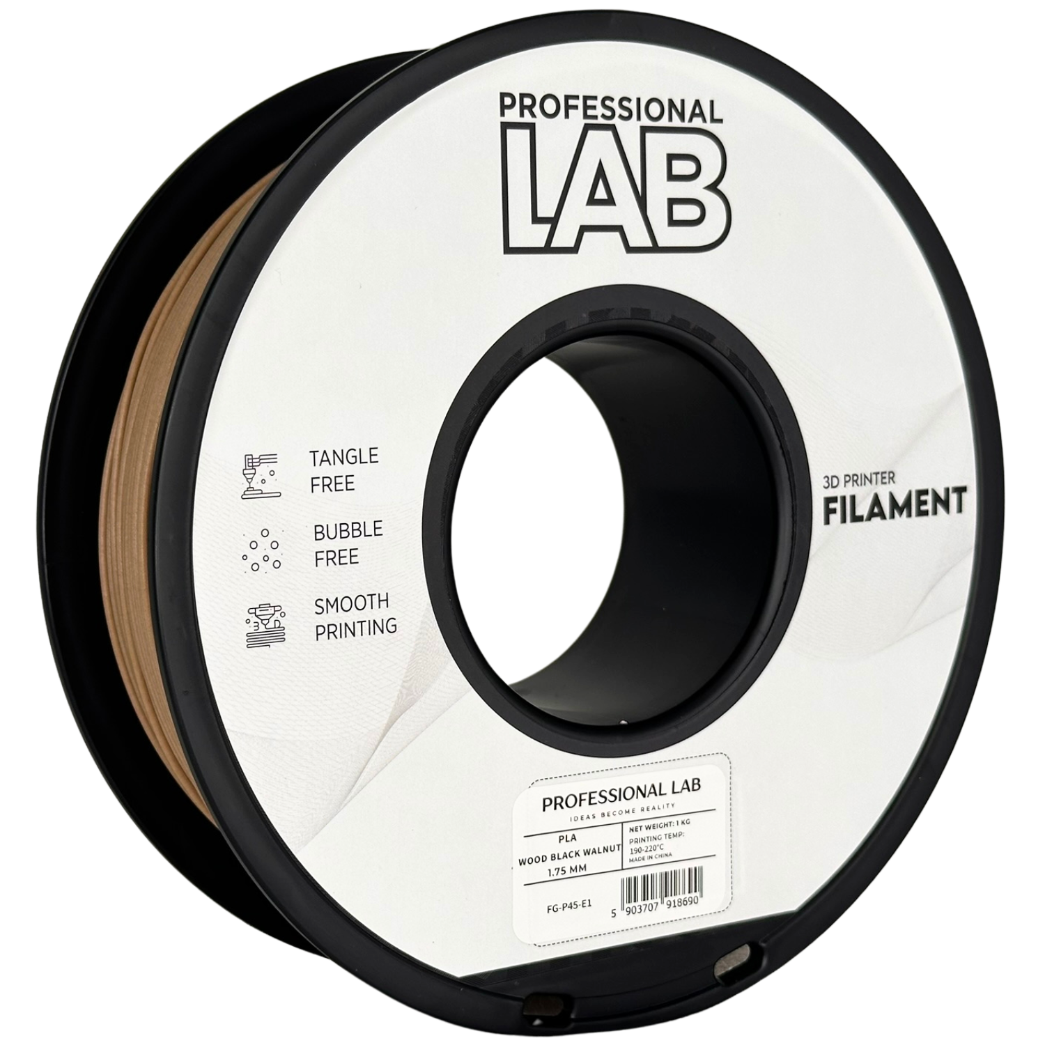 Filament Prof. Lab PLA 1.75mm 1kg Drewno Orzech Włoski | Wood Black Walnut