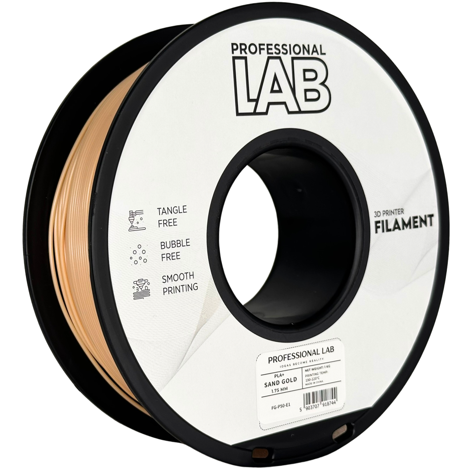 Filament Prof. Lab PLA+ 1.75mm 1kg Piaskowy Złoty | Sand Gold