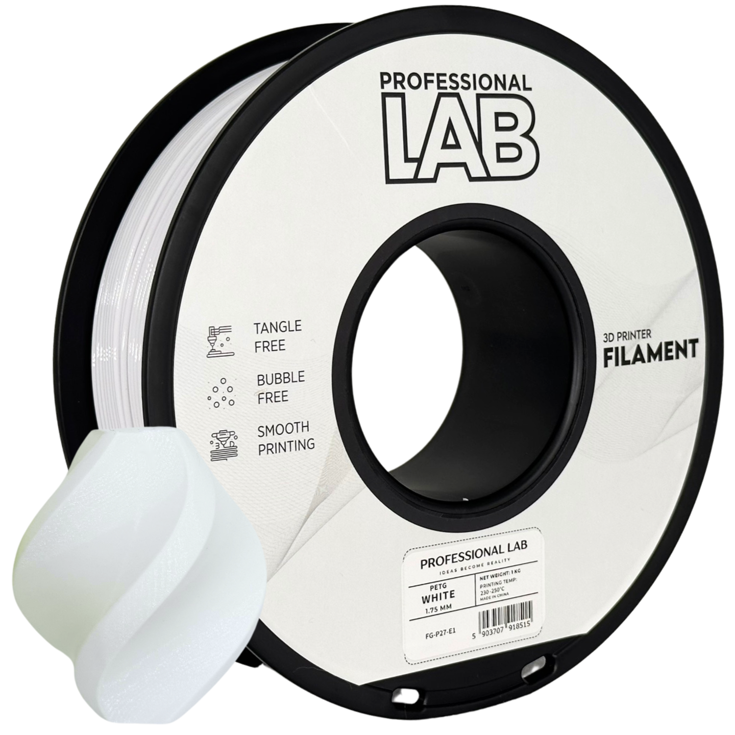 Filament Prof. Lab PET-G 1.75mm 1kg Biały | White