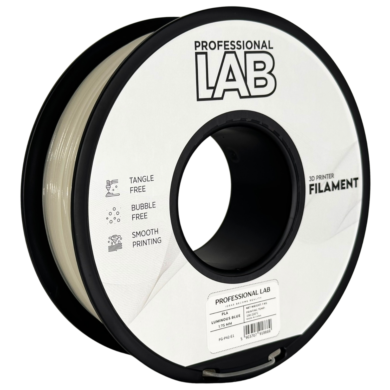 Filament Prof. Lab PLA 1.75mm 1kg Świecący Niebieski | Luminous Blue