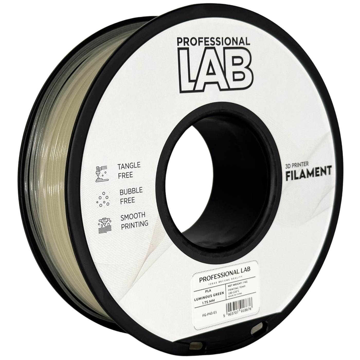 Filament Prof. Lab PLA 1.75mm 1kg Świecący Zielony | Luminous Green