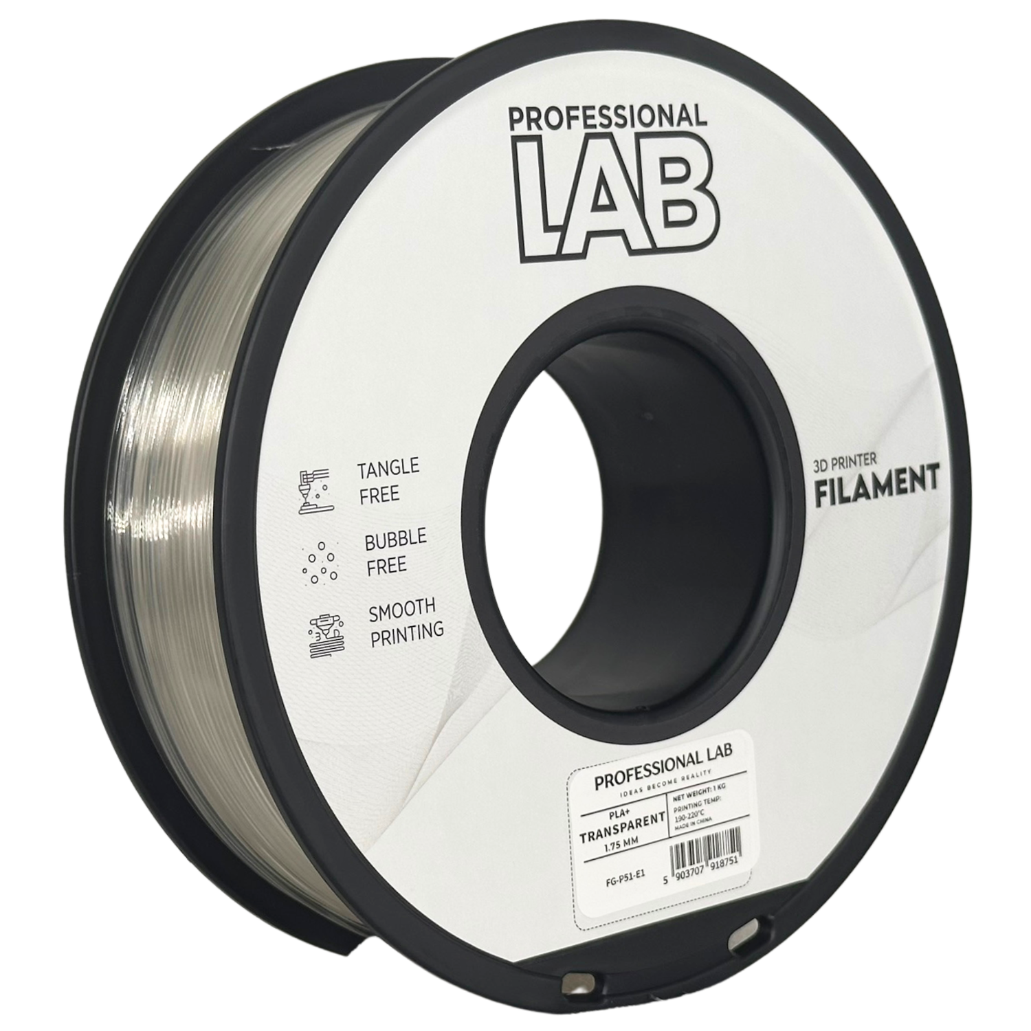Filament Prof. Lab PLA+ 1.75mm 1kg Przezroczysty | Transparent