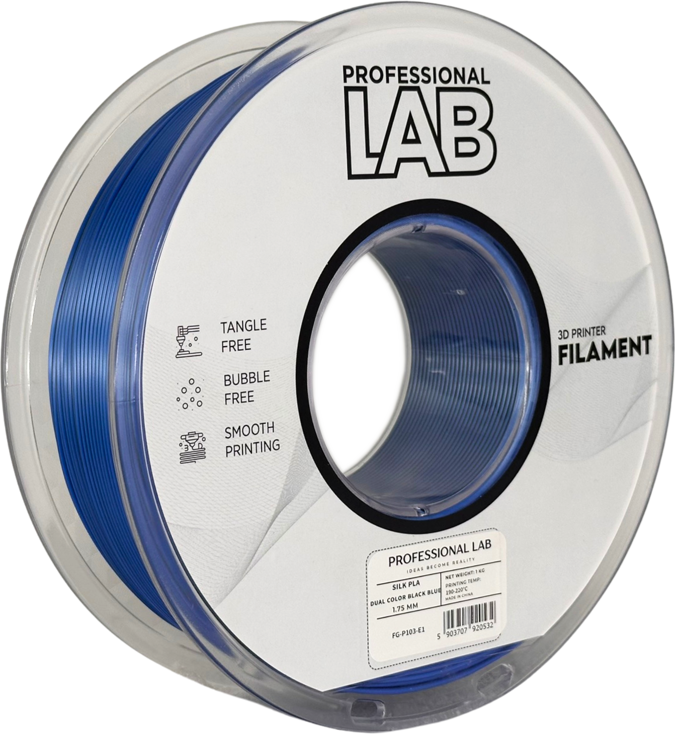 Filament Prof. Lab Silk PLA 1.75mm 1kg Czarny-Niebieski | Dual Color Black Blue