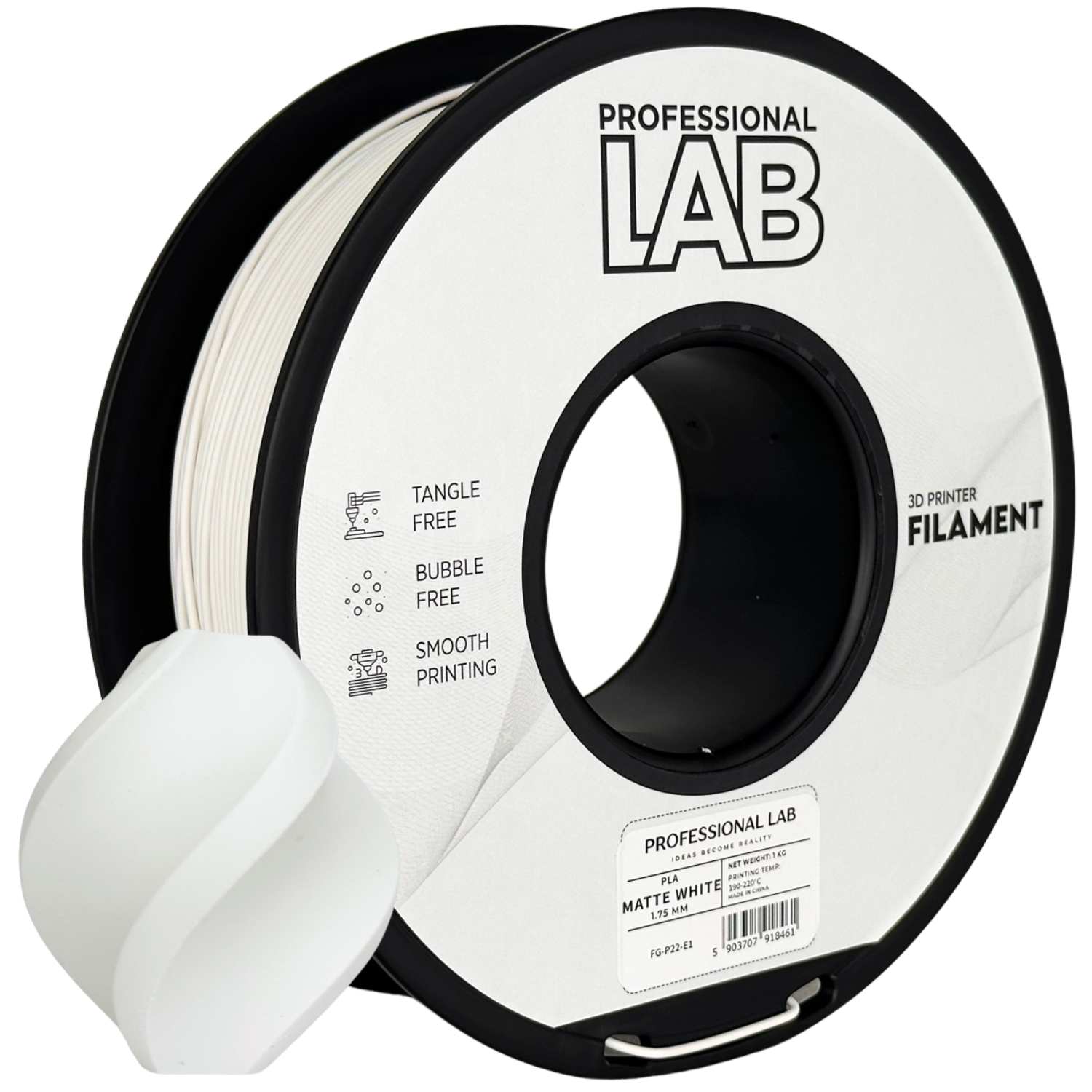 Filament Prof. Lab PLA 1.75mm 1kg Matowy Biały | Matte White 8 Filament Prof. Lab PLA 1.75mm 1kg Matowy Biały | Matte White