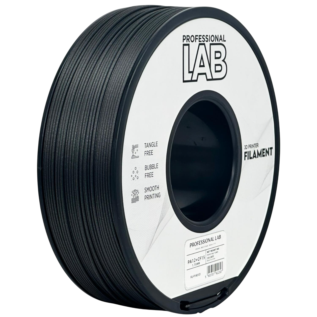 Filament Prof. Lab PA12 + CF15 Carbon Włókno Węglowe 1.75mm 1kg Czarny | Black