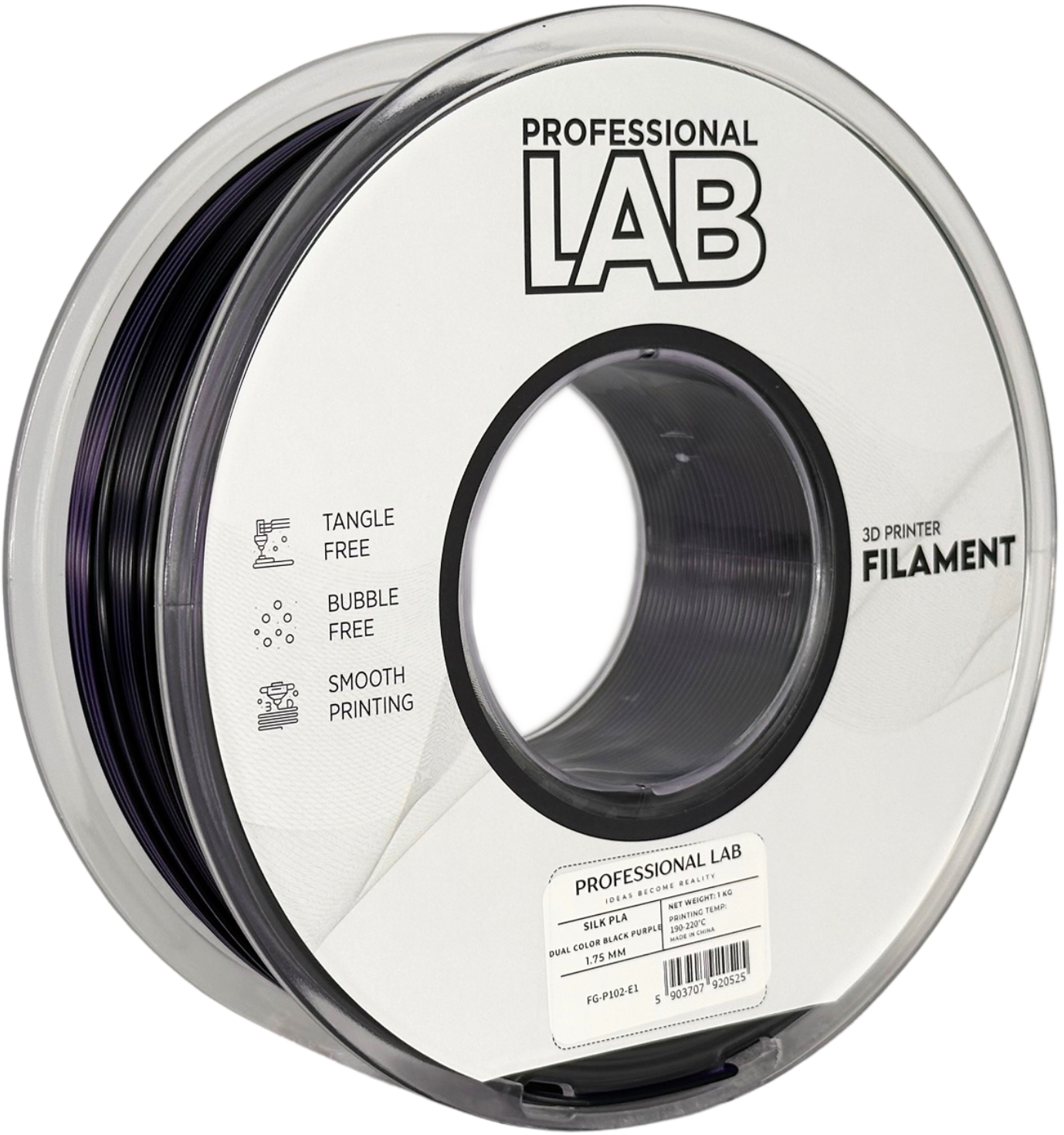 Filament Prof. Lab Silk PLA 1.75mm 1kg Czarny-Fioletowy | Dual Color Black Purple