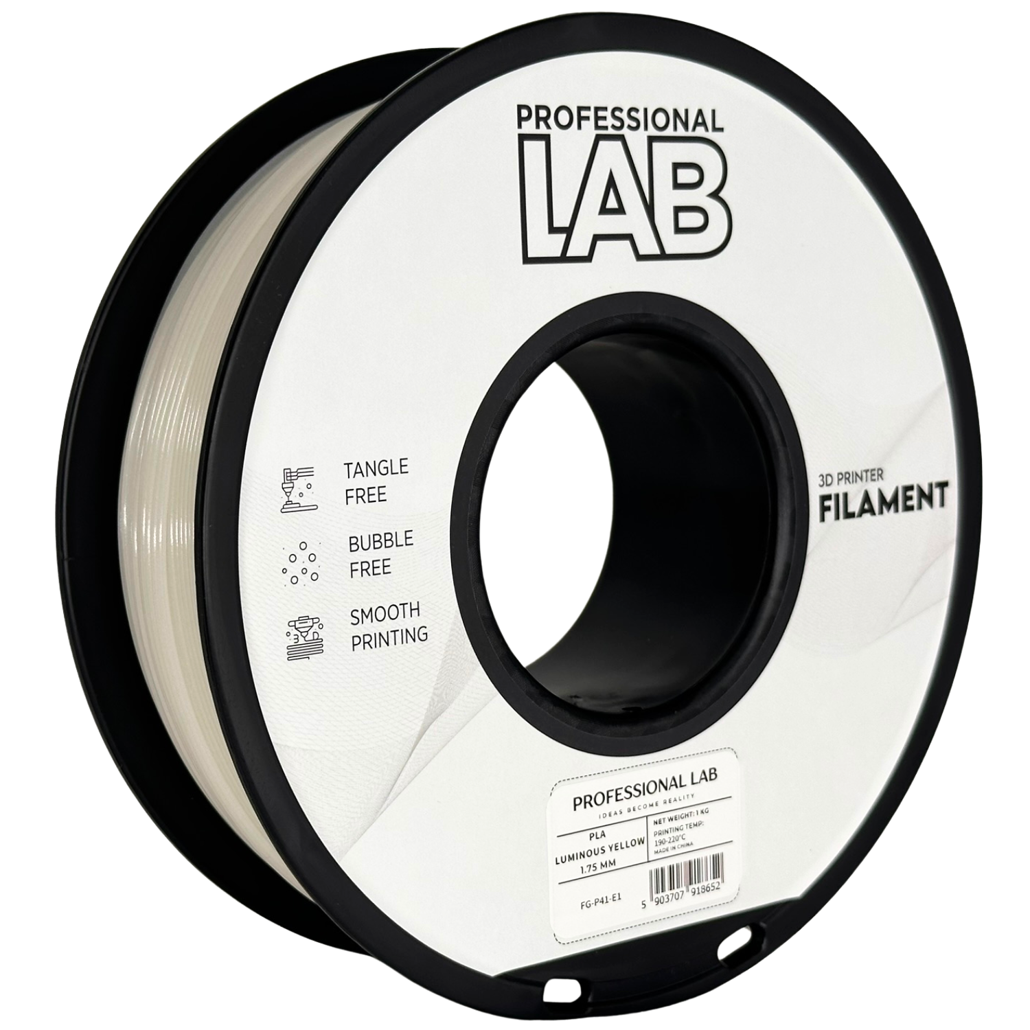 Filament Prof. Lab PLA 1.75mm 1kg Świecący Żółty | Luminous Yellow