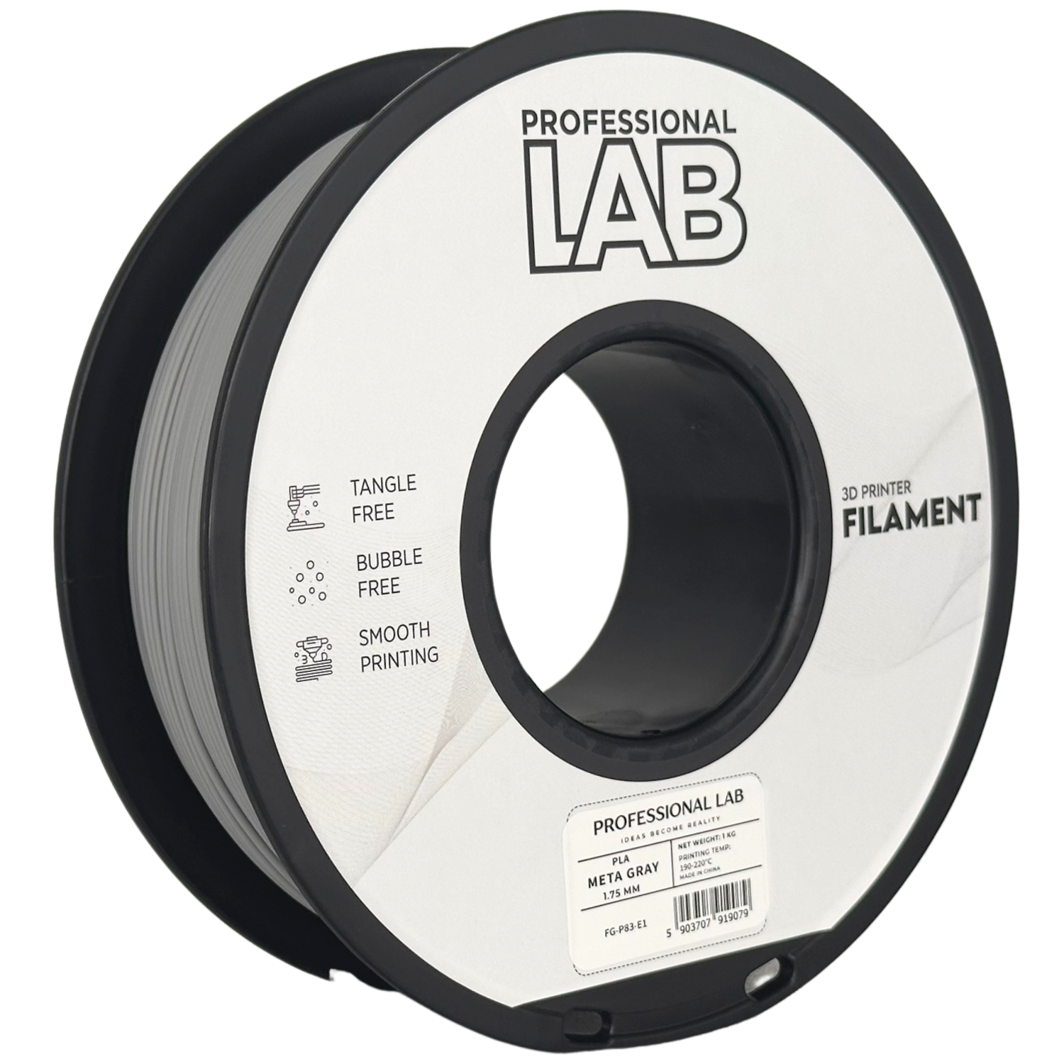 Filament Prof. Lab PLA 1.75mm 1kg Metaliczny Szary | Metallic Gray