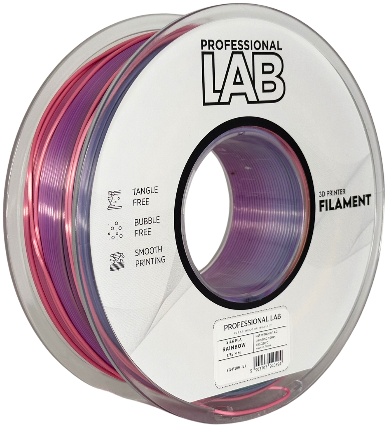 Filament Prof. Lab Silk PLA 1.75mm 1kg Tęczowy | Rainbow