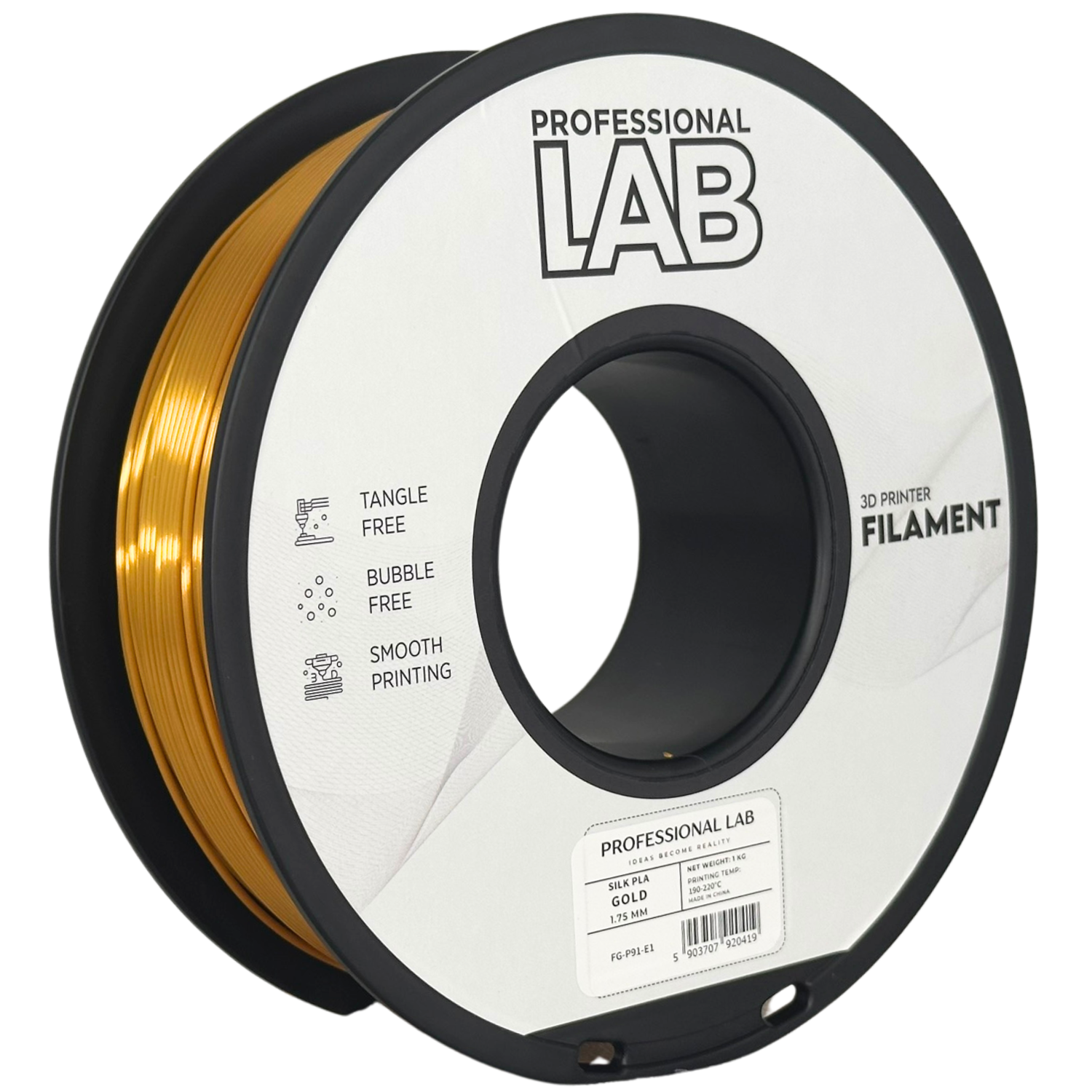 Filament Prof. Lab Silk PLA 1.75mm 1kg Złoty | Gold