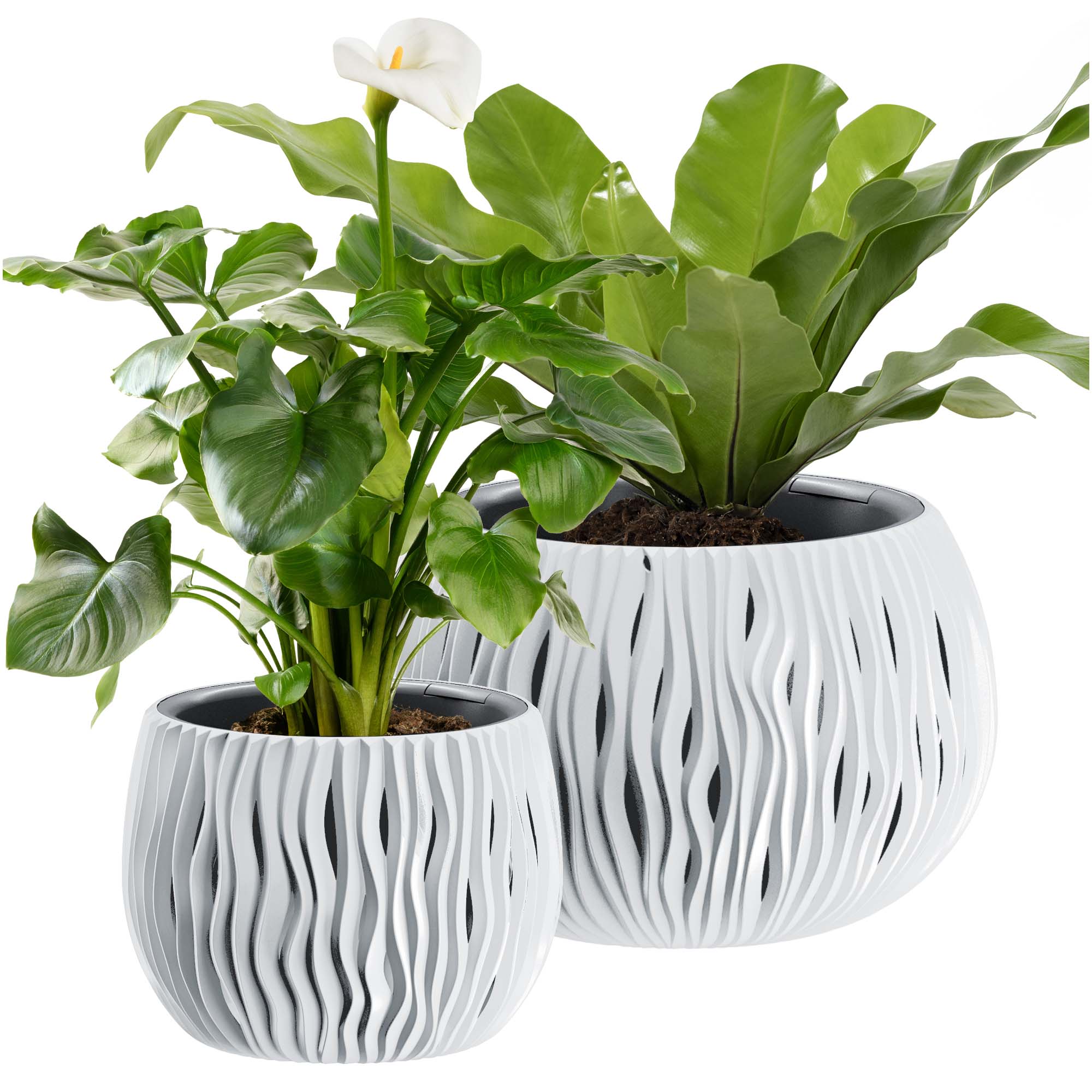 2x Blumentopf mit Einsatz Pflanzkbel Blumenkbel Rund Pflanztopf BOWL  SANDY | eBay.de