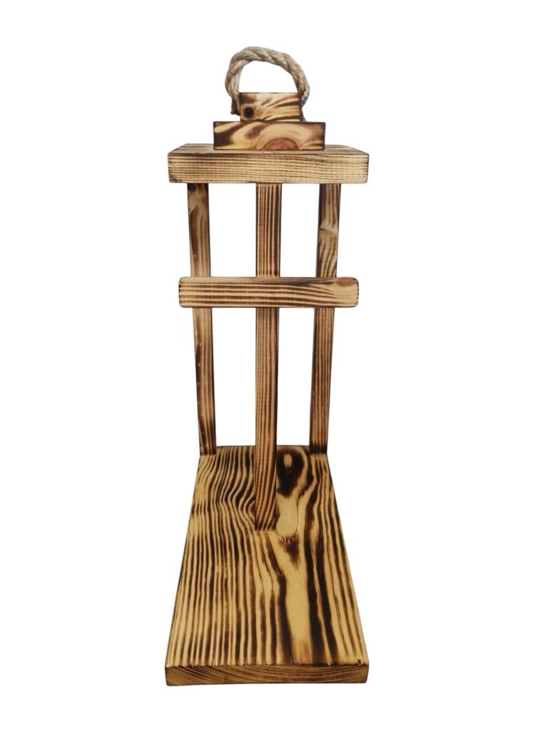 Lampion drewniany z podstawą i krzyżem 40cm Baza pod stroik Dekor nr4