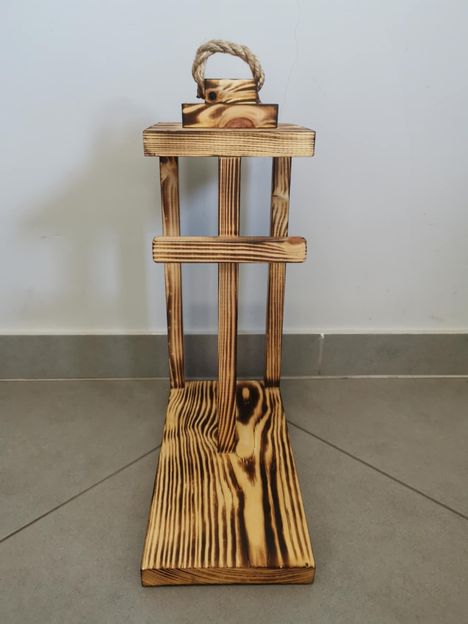 Lampion drewniany z podstawą i krzyżem 40cm Baza pod stroik Dekor nr4