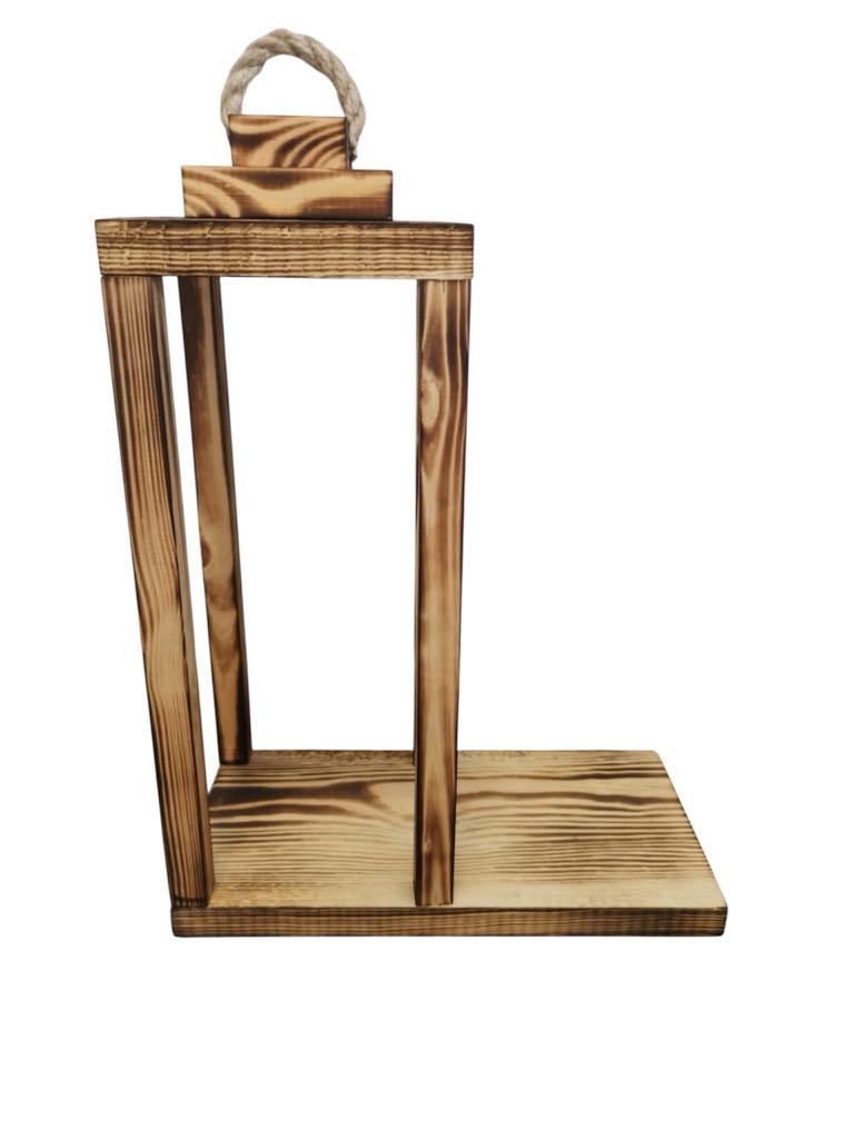 Lampion drewniany z krzyżem Latarnia 40cm Baza pod stroik Kwiaty Dekor nr3