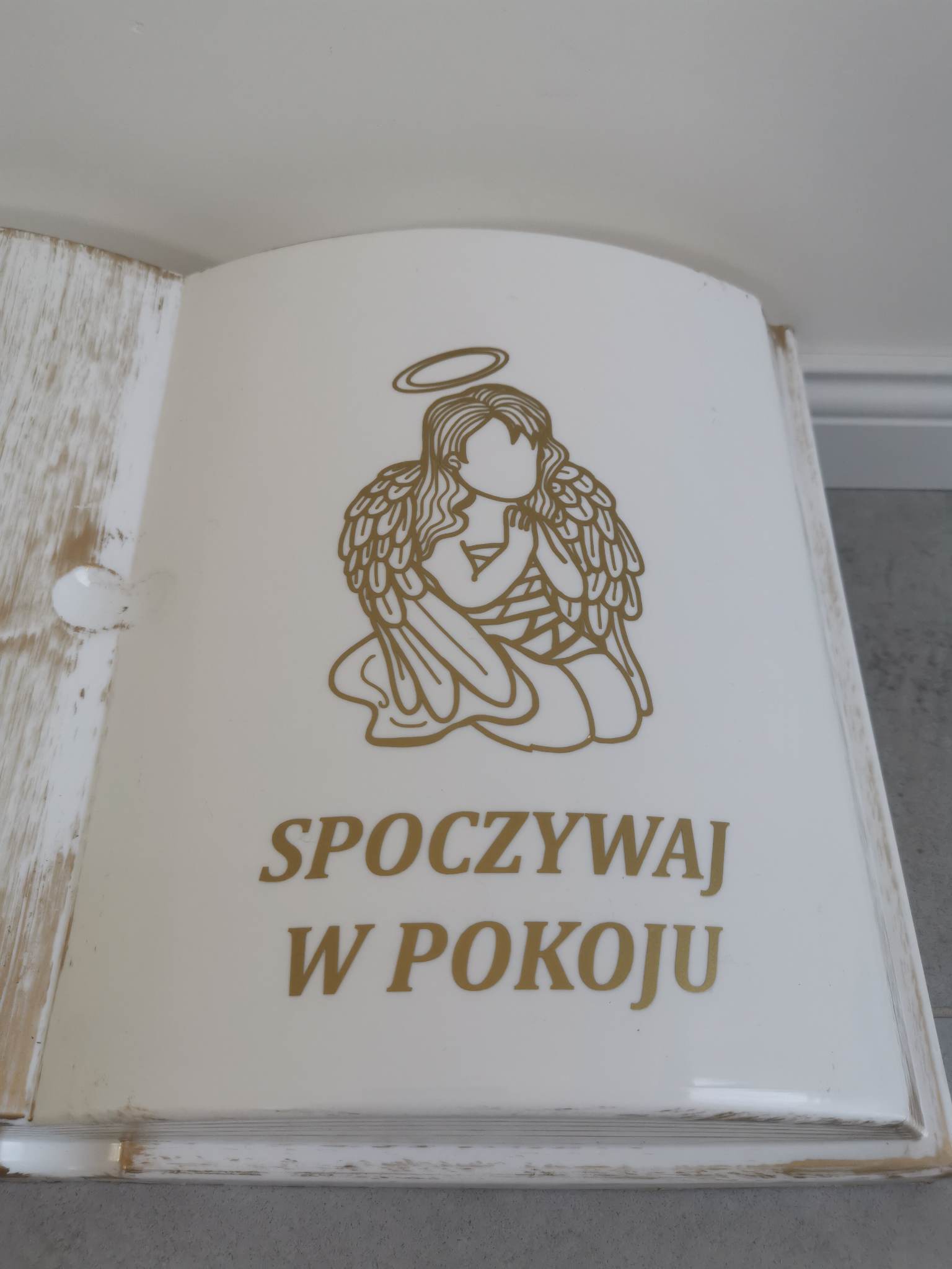 KSIĘGA na grób Podkład do stroików sztucznych Biała ze złotym z doniczką