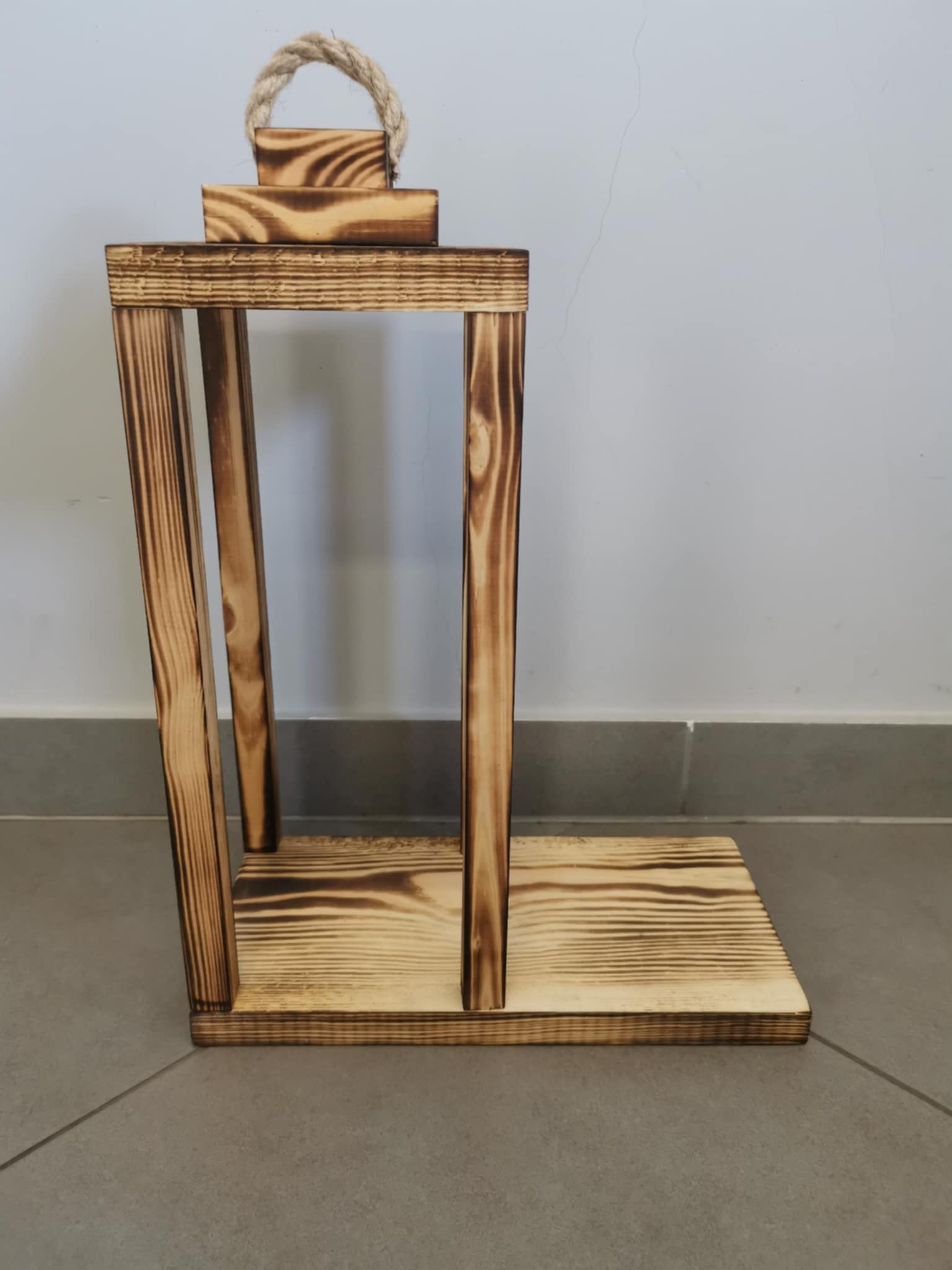 Lampion drewniany z krzyżem Latarnia 40cm Baza pod stroik Kwiaty Dekor nr3