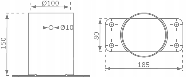 Łącznik do huśtawki belka okrągła ścienny 10cm czerwony