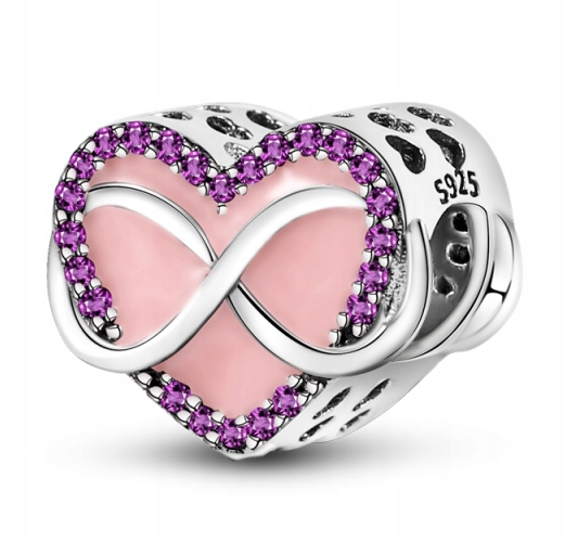 Zawieszka SREBRO 925 Charms Serce i Znak Nieskończoności