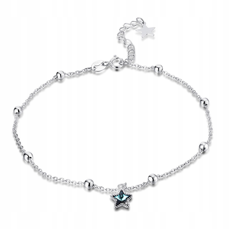 Bransoletka SREBRO 925 Niebieska Gwiazda