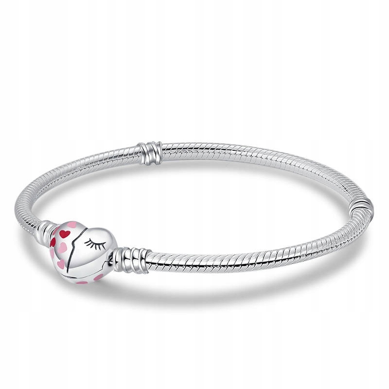 Bransoletka modułowa baza do Charms SREBRO 925 Serce Oczko 18 cm