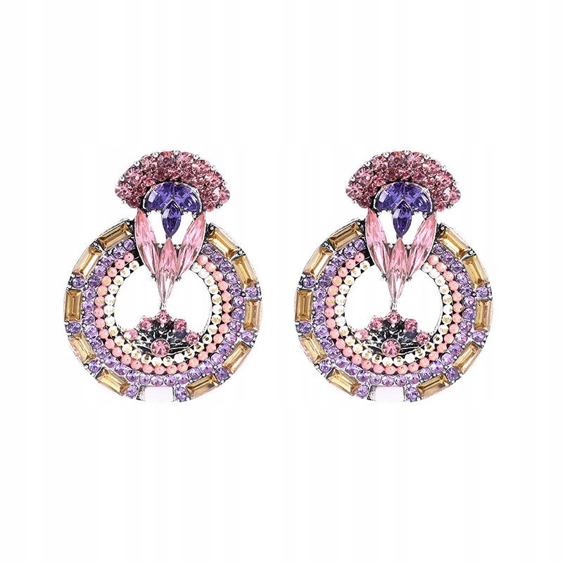 Kolczyki srebrne cyrkonie fioletowe sztyfty