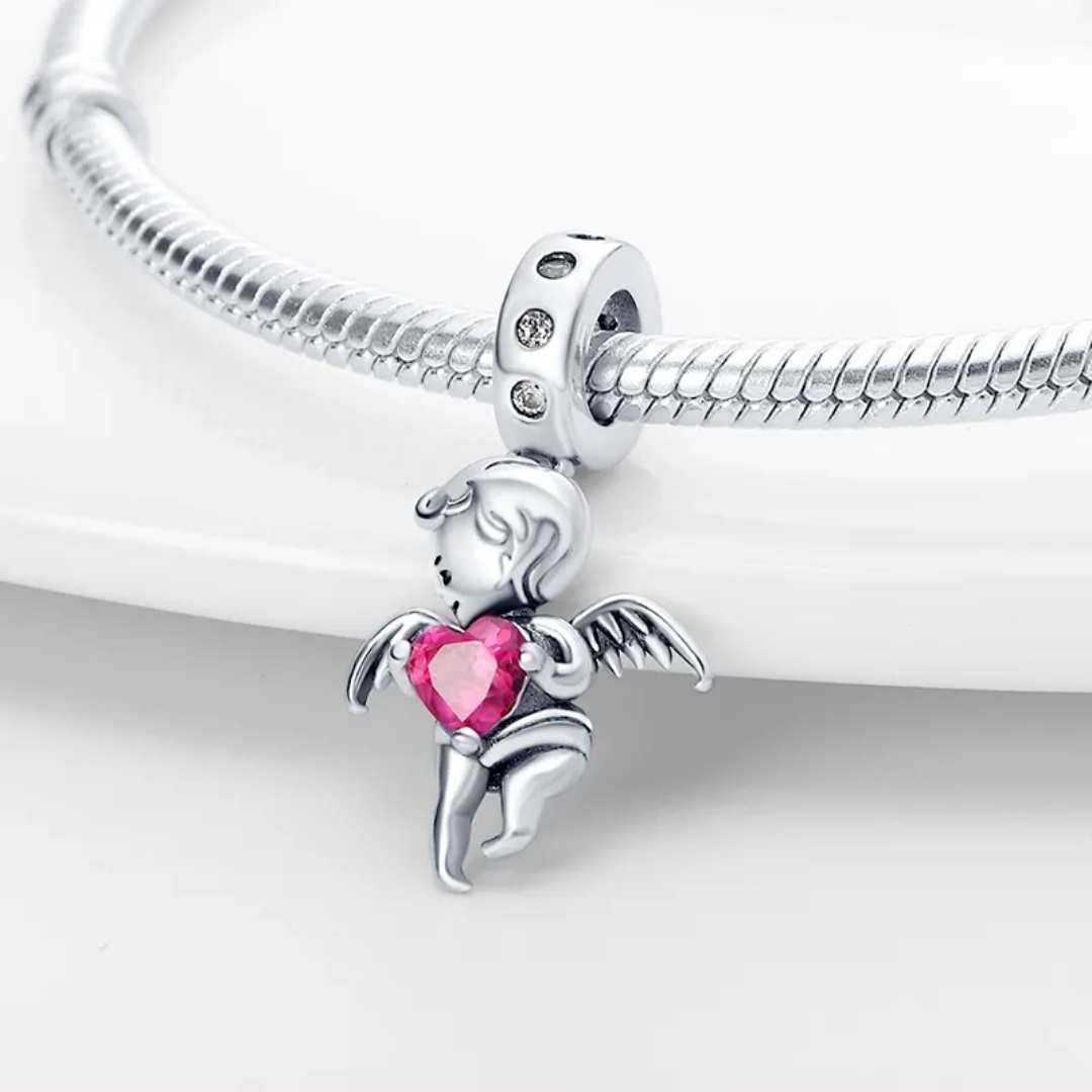 Zawieszka SREBRO 925 Charms Koralik Amor z Serduszkiem Miłość Walentynki