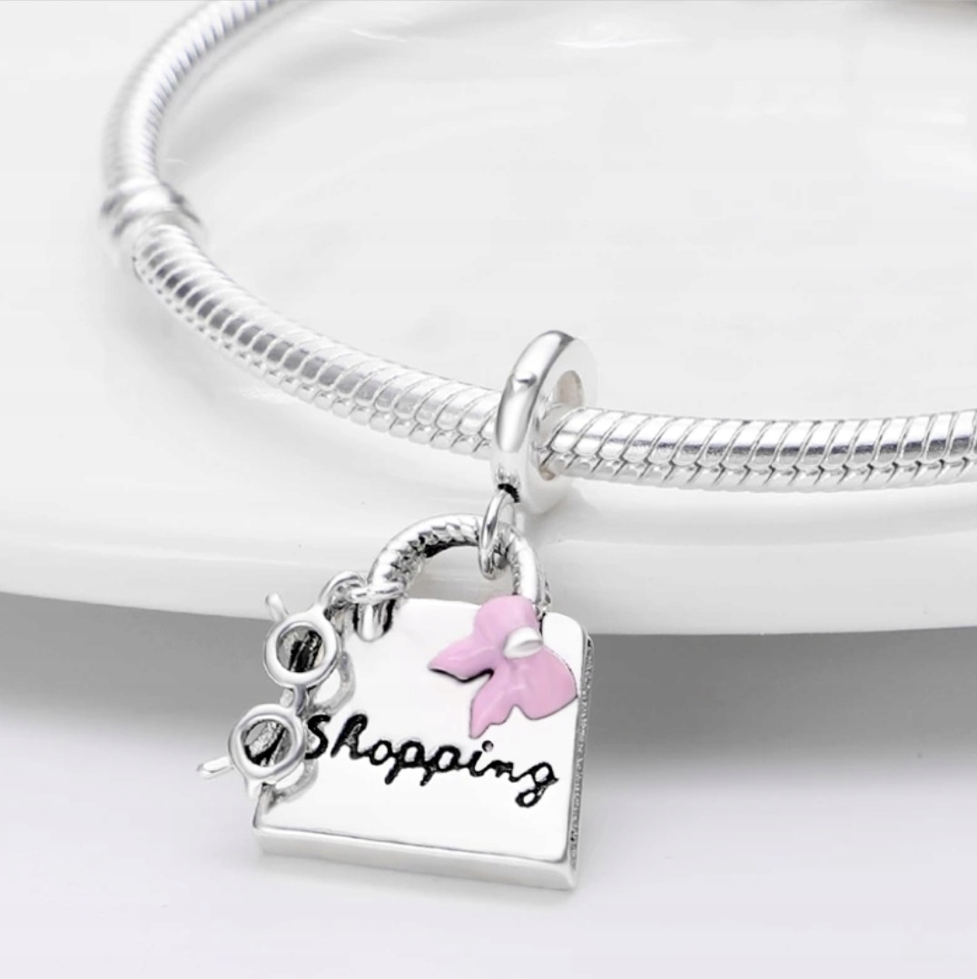 Zawieszka SREBRO 925 Charms Torebka na zakupy i Okulary