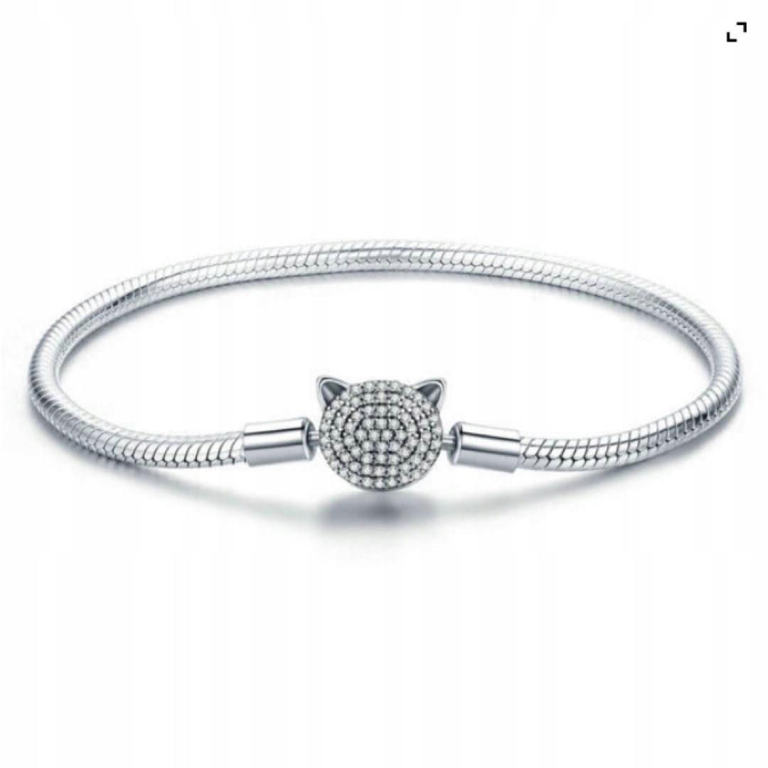Bransoletka modułowa baza do Charms SREBRO 925 Kotek 17 cm