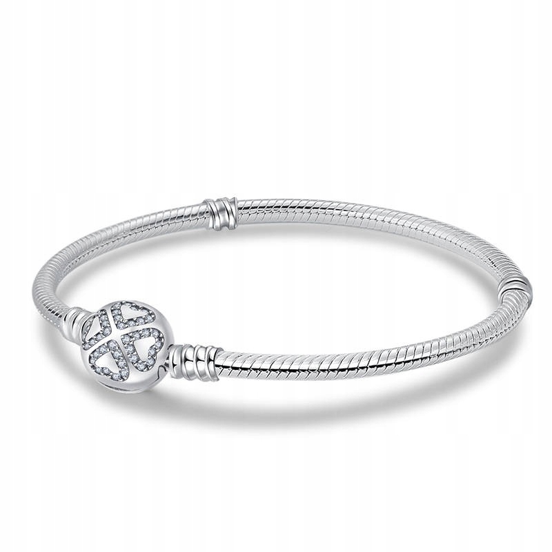 Bransoletka modułowa baza do Charms SREBRO 925 Cztery Serca 16 cm