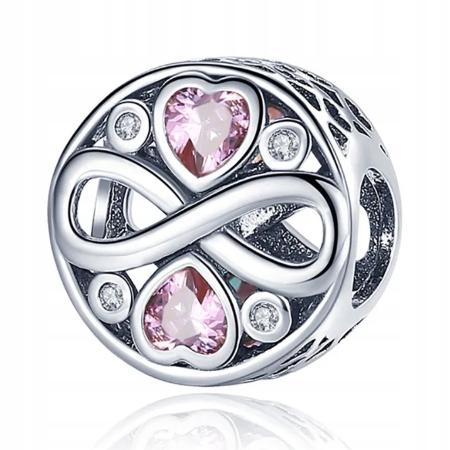 Zawieszka SREBRO 925 Charms Koralik Serce Znak Nieskończoności Miłość