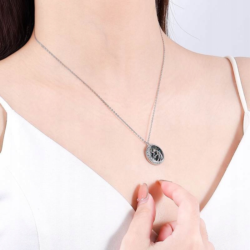 Naszyjnik Srebro 925 Muszla Abalone Jednorożec