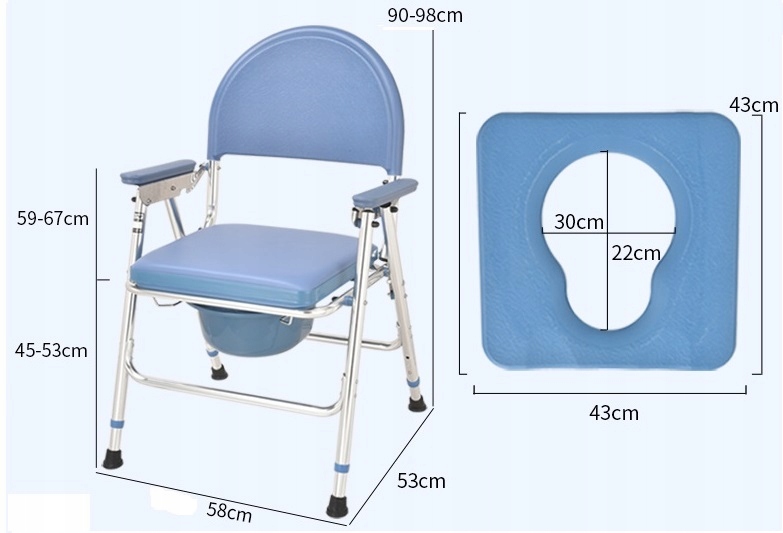 Krzesło toaletowe tapicerowane składane toaleta WC